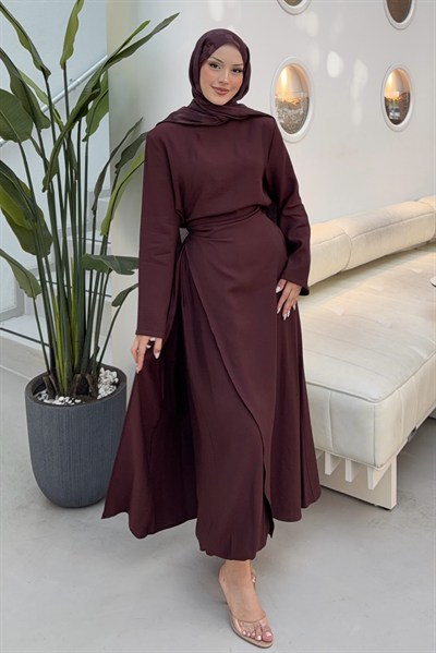 Lina Rahat Kesim Pantolonlu Takım Bordo