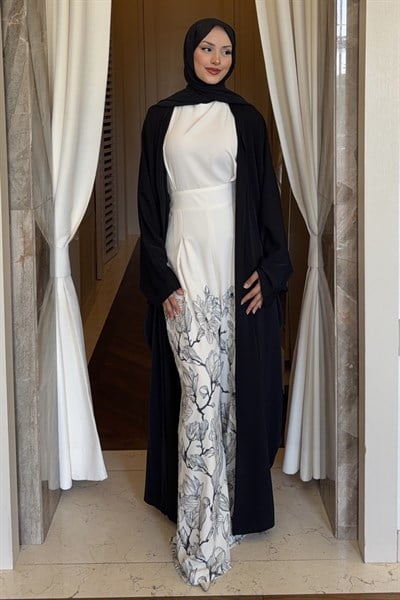 Manesa Tulumlu Abaya Takım Siyah