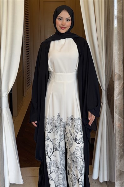Manesa Tulumlu Abaya Takım Siyah