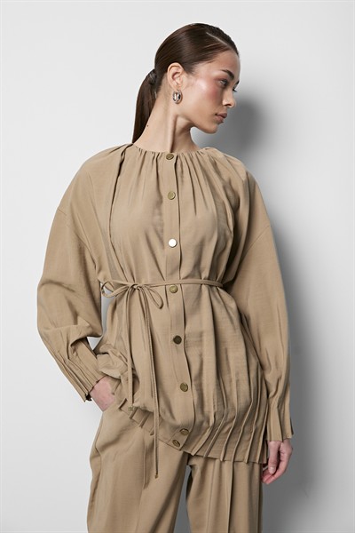 Oversize Modal Takım Bej
