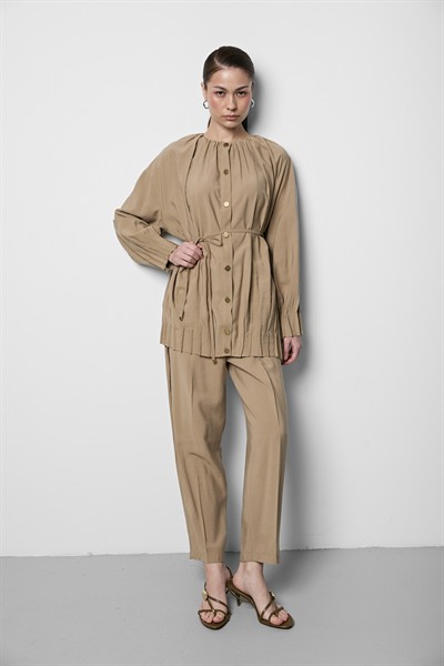 Oversize Modal Takım Bej