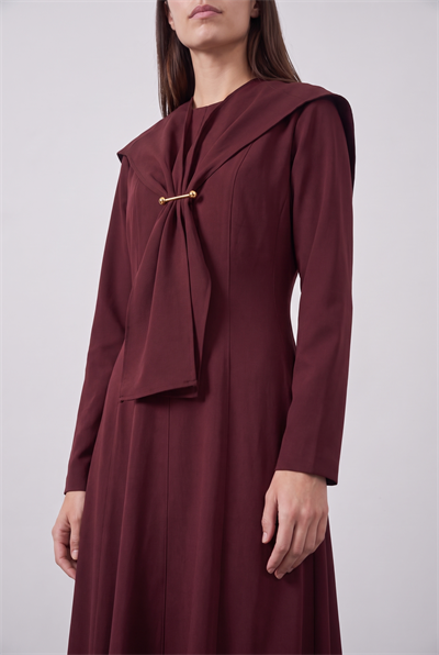 Pearl Aksesuarlı Elbise Bordo