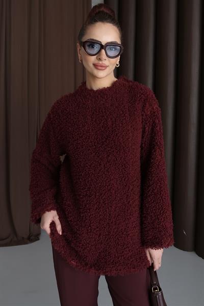 Peluş Kazak Bordo