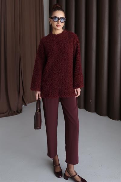 Peluş Kazak Bordo