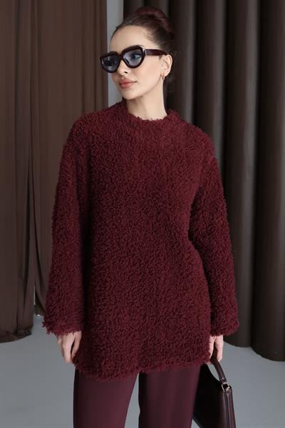 Peluş Kazak Bordo