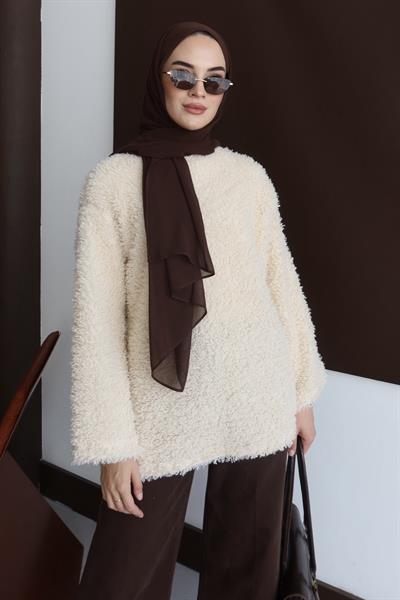 Peluş Kazak Krem