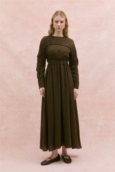 Müslin Elbise Kahverengi