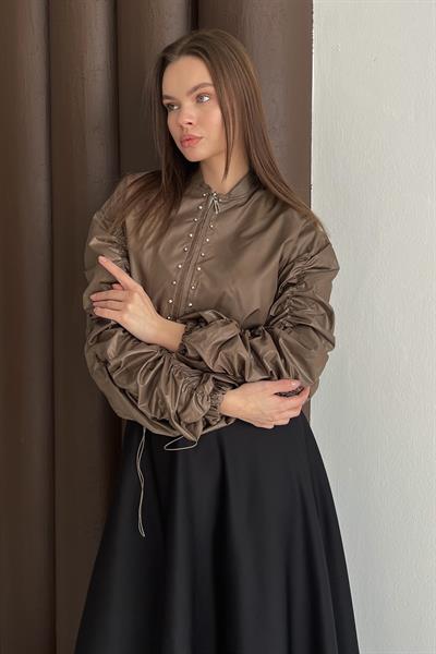 Safir Kol Yağmurluk Ceket Kahve