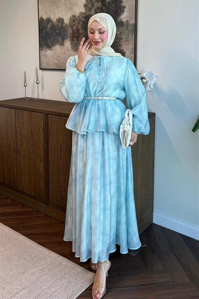 Spring Tül Tencel Etekli Takım İce Blue