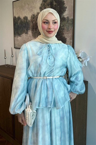 Spring Tül Tencel Etekli Takım İce Blue