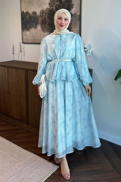 Spring Tül Tencel Etekli Takım İce Blue