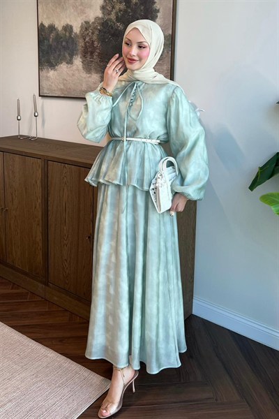 Spring Tül Tencel Etekli Takım Mint