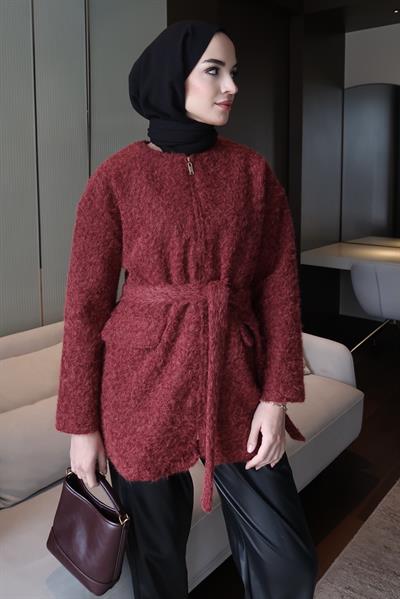 Tedy Fermuarlı Kaban Bordo