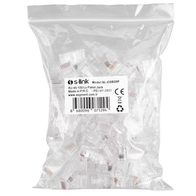 S-LINK SL-COB20P CAT6 EZRJ-45 YENİ NESİL UTP KONNEKTÖR 100 LÜ KUTU