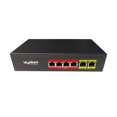 URANIUM POE-4002-48W 4 PORT 10/100 + 2 PORT 10/100 RJ45 UPLINK WATCH-DOG POE SWITCH(REALTEK CHIPSET)