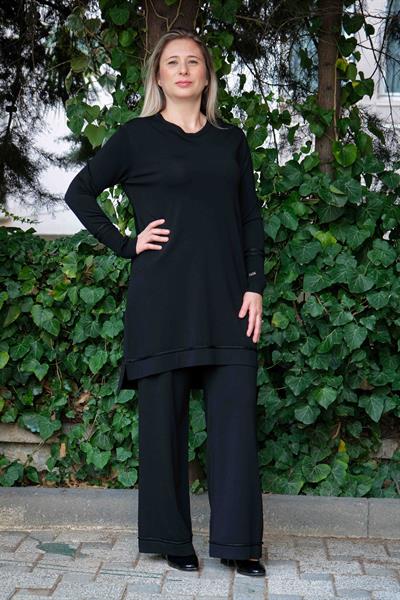 Missa - Rayon Soğuk İp Perma Takım Siyah