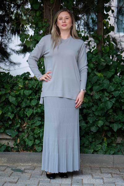 Missa - Triko Rayon Soğuk İplik Asmin Takım Gri