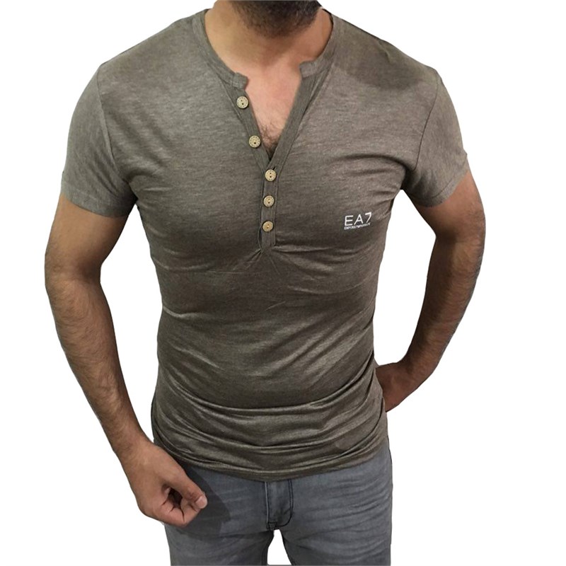 Erkek Slim Fit Yakası Düğmeli Tişört Bej