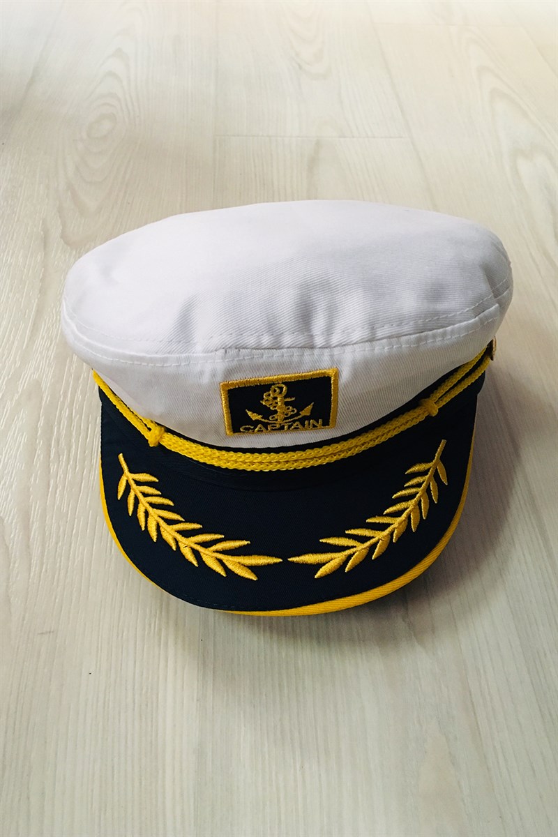 Erkek Denizci Kaptan Şapkası Beyaz