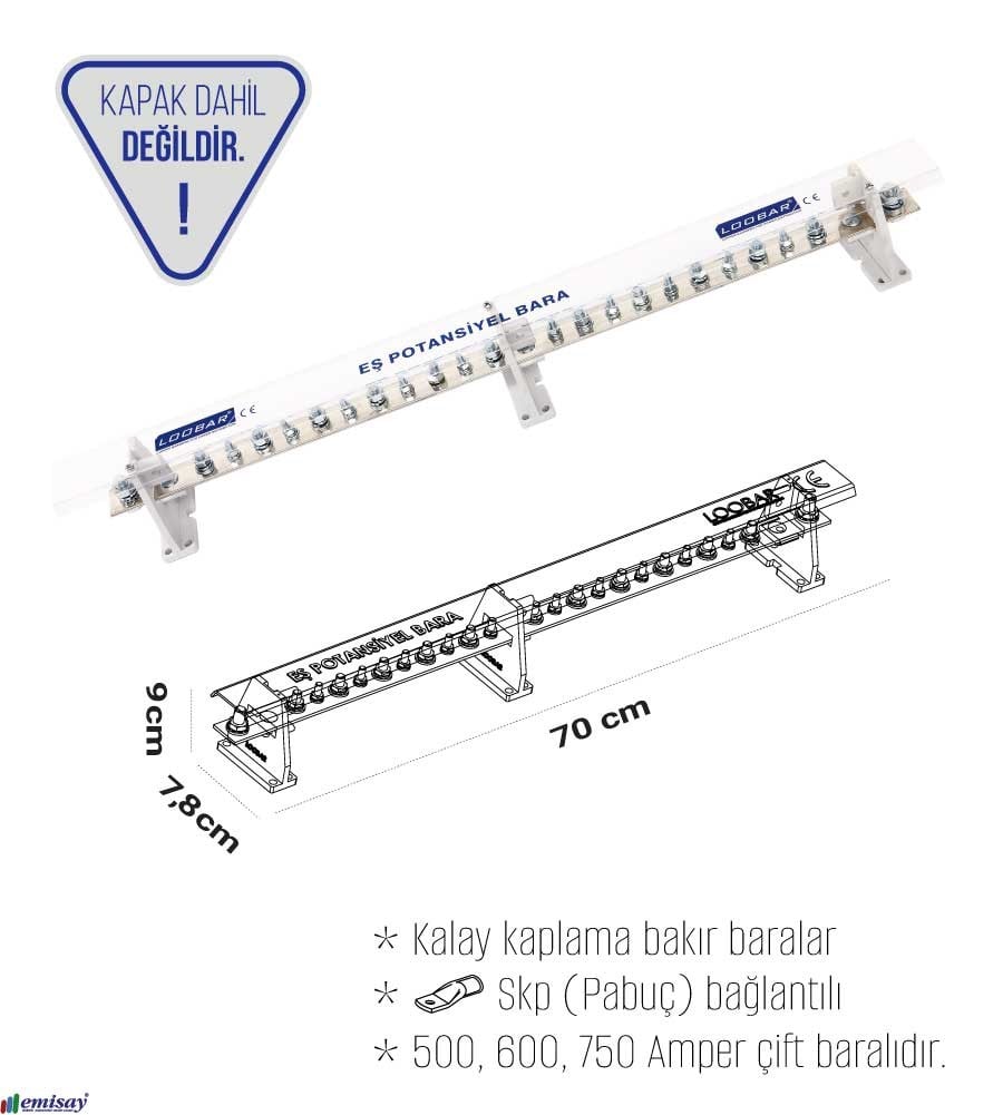 1 KUTUP - 250A (2/21 SKP,Giris-Çikisli ) KALAYLI BAKIR BARA (30x3mm)