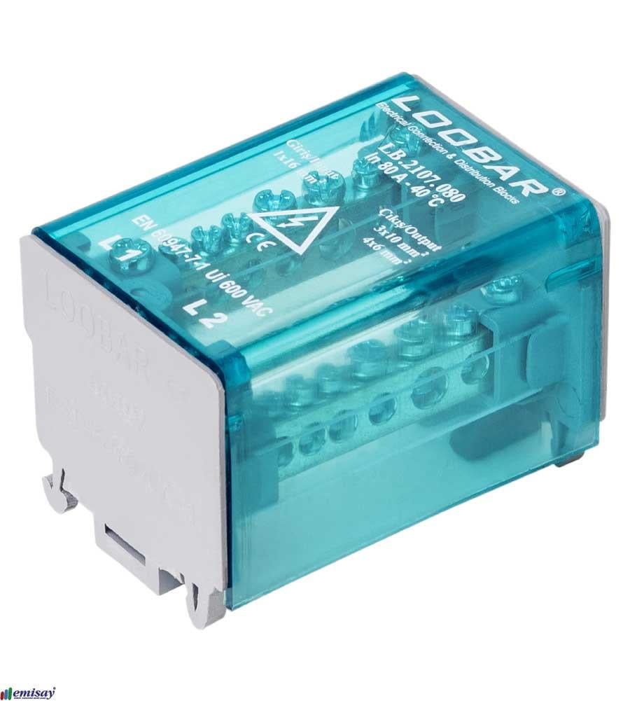 2 KUTUP - 8 DELİKLİ - 80A DAĞITICI  (1x16mm² + 1x10mm² + 6x6mm² )