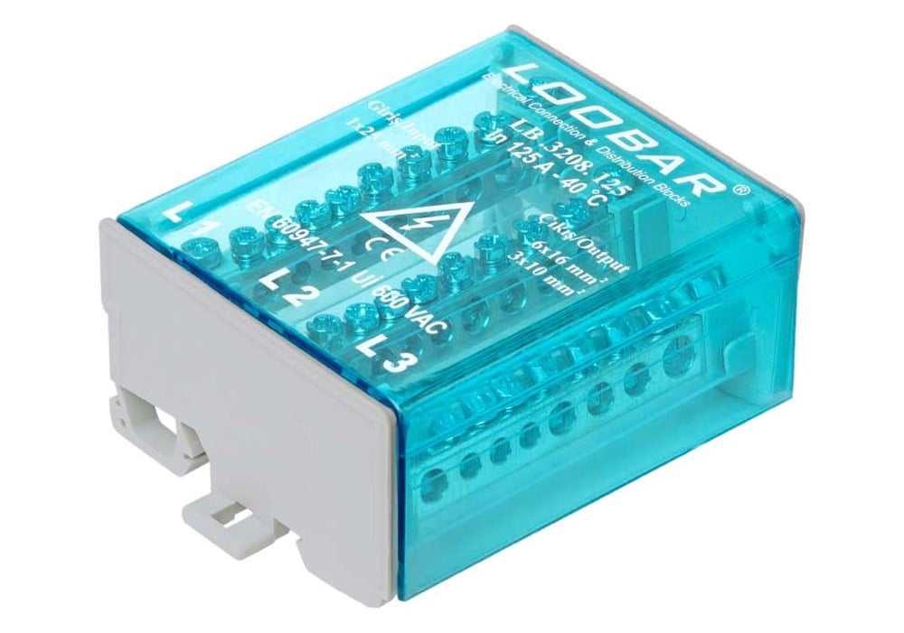 3 KUTUP - 10 DELİKLİ - 125A DAĞITICI (1x25mm² + 6x16mm² + 3x10mm²)