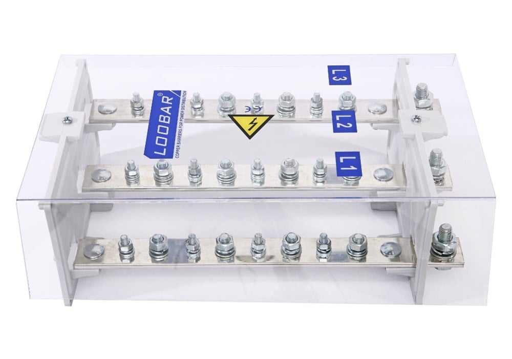 3 KUTUP - 9 DELİKLİ - 600A ( 1/8 SKP, Giris-Çikisli ) BAKIR BARALI DAĞITICI