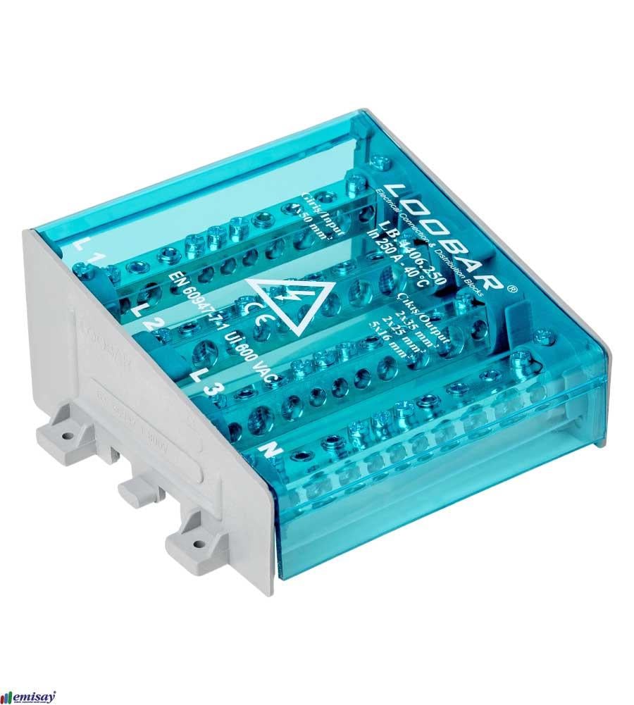 4 KUTUP - 10 DELIKLI - 250A DAGITICI  (1x50mm² + 2x35mm² + 2x25mm² + 5x16mm² )