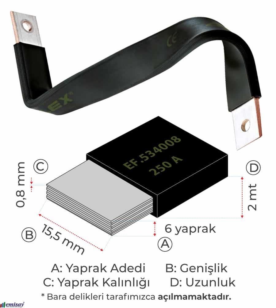 6X(15,5X0,8)mm  FLEX BARA BAKIR KALAYLI 400A