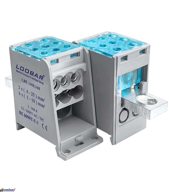 1KUTUP - 8 DELIKLI - 160A MINI DAGITICI  (SALTER BAGLANTI IÇIN + 2x25mm²  + 6x10mm²)