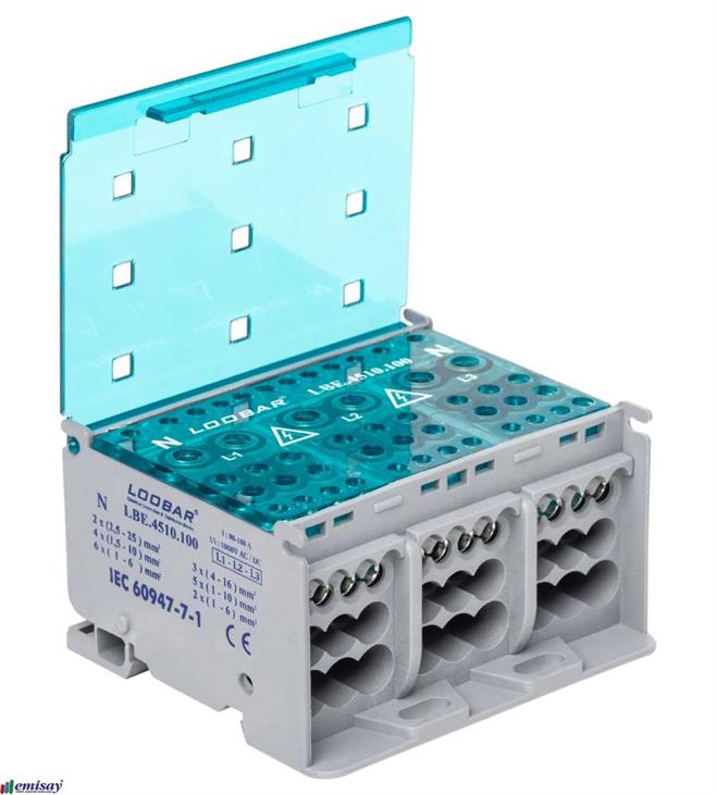 4 KUTUP - 10 DELIKLI - 100A KOMPAKT DAGITICI ( 3x16mm² + 5x10mm² + 2x6mm² + NÖTR)