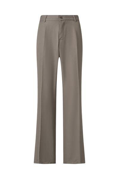 Beige Polyester Linen Trousers