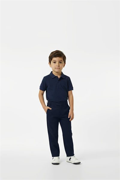 Çocuk Lacivert Keten Pantolon