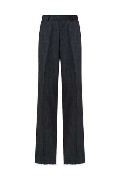 Pilesiz Desenli Yün Effect Pantolon Koyu Füme