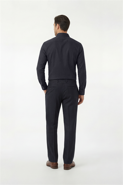 Pilesiz Desenli Yün Effect Pantolon Koyu Füme