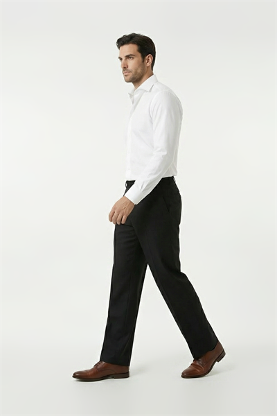 Pilesiz Düz Yün Effect Pantolon Siyah