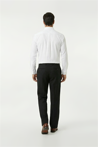 Pilesiz Düz Yün Effect Pantolon Siyah