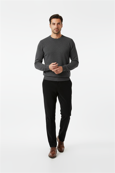 Fleece-lined Velvet Black Trousers