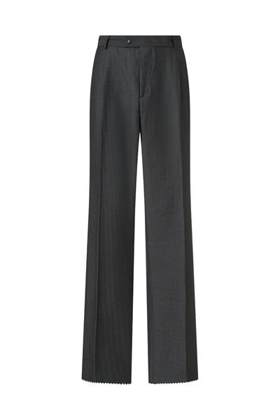 Single Pleated Bossa Herringbone Trousers, Smoke Grey