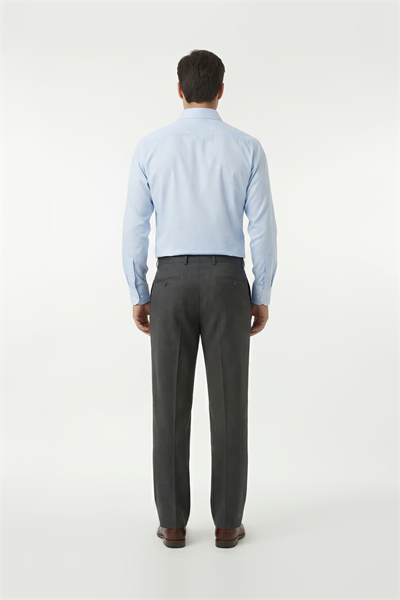 Single Pleated Bossa Herringbone Trousers, Smoke Grey