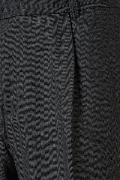 Single Pleated Bossa Herringbone Trousers, Smoke Grey