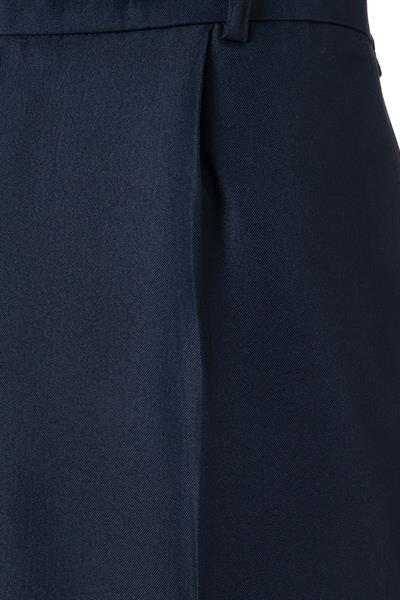 Single Pleated Fabric Trousers, Navy Blue