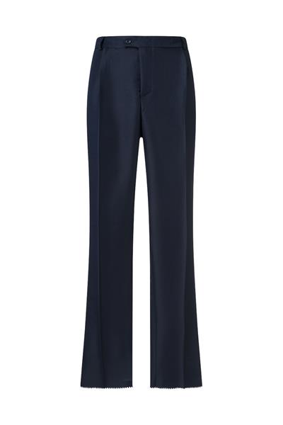 Single Pleated Fabric Trousers, Navy Blue