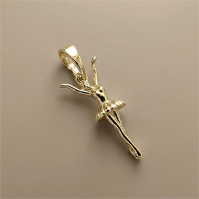 Balerin Figürlü Kolye Ucu  - 14k Altın Kaplama - 10 x 22 mm