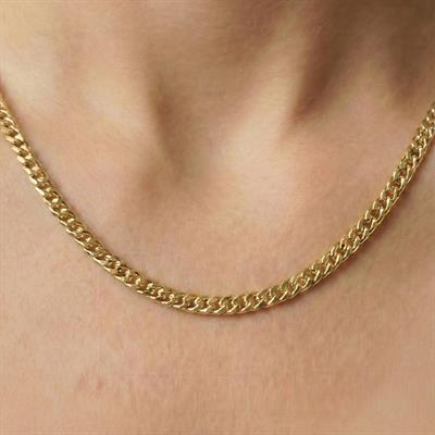 Balıksırtı Kalın Kolye - 14K Altın Kaplama - 50 cm