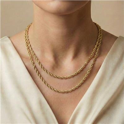 Burgu Halat Zincir Kolye - 14K Altın Kaplama - 50 cm