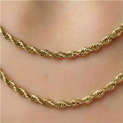 Burgu Halat Zincir Kolye - 14K Altın Kaplama - 50 cm