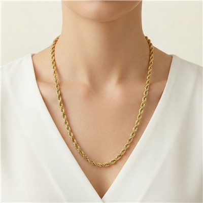 Burgu Zincir Çelik Kolye - 14K Altın Kaplama - 55 cm / 4 mm