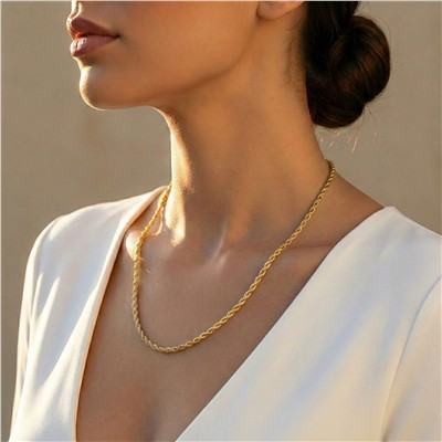 Burgu Zincir Çelik Kolye - 14K Altın Kaplama - 55 cm / 4 mm