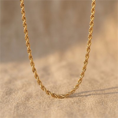 Burgu Zincir Kolye  - 14k Altın Kaplama - 55 cm (4 mm)